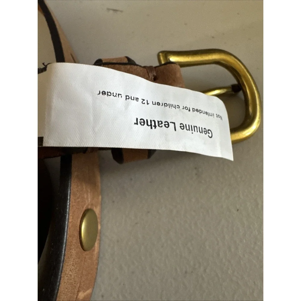 Fossil Brown Leather‎ Belt Womens Medium Antique Brass Buckle Brown 1